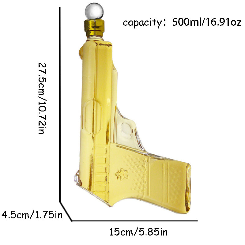 Gun Shaped Glass Decanter, Unique Pistol Design Liquor Bottle for Whiskey Brandy Vodka Home Bar Decor Gift