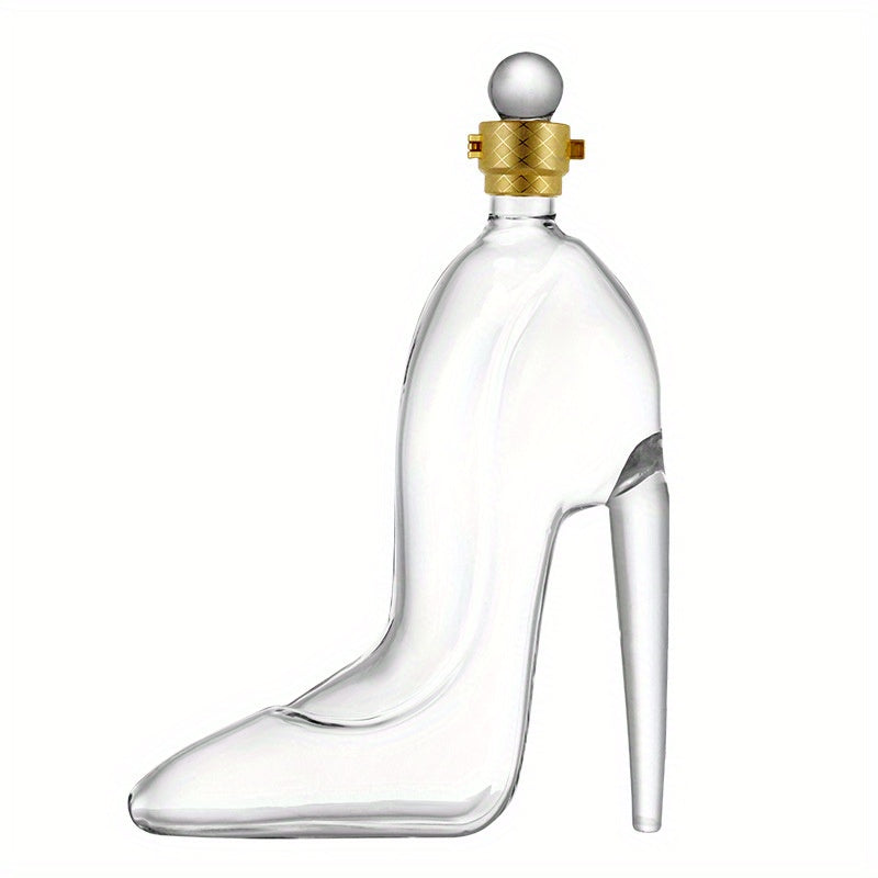 High Heel Shaped Glass Wine Decanter, Unique 350ml Borosilicate Glass Liquor Bottle, Novelty Gift for Wine Lovers 