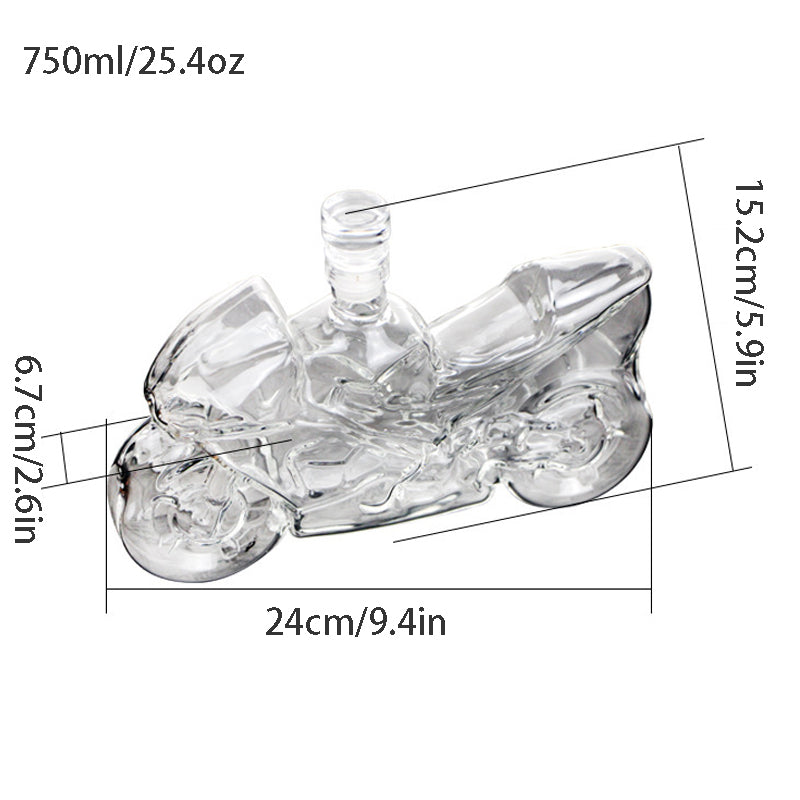 Motorcycle Shaped Glass Whiskey Decanter, Lead-Free Crystal Liquor Bottle with Stopper for Home Bar & Gifts