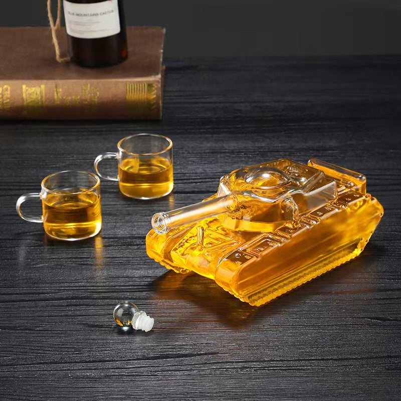 Tank Shaped Glass Decanter Bottle