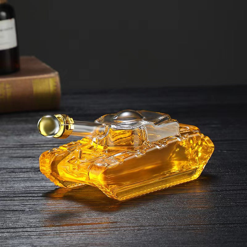 Tank Shaped Glass Decanter Bottle