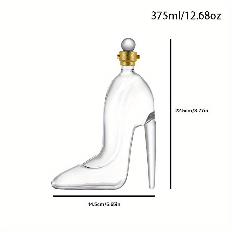 High Heel Shaped Glass Wine Decanter, Unique 350ml Borosilicate Glass Liquor Bottle, Novelty Gift for Wine Lovers 