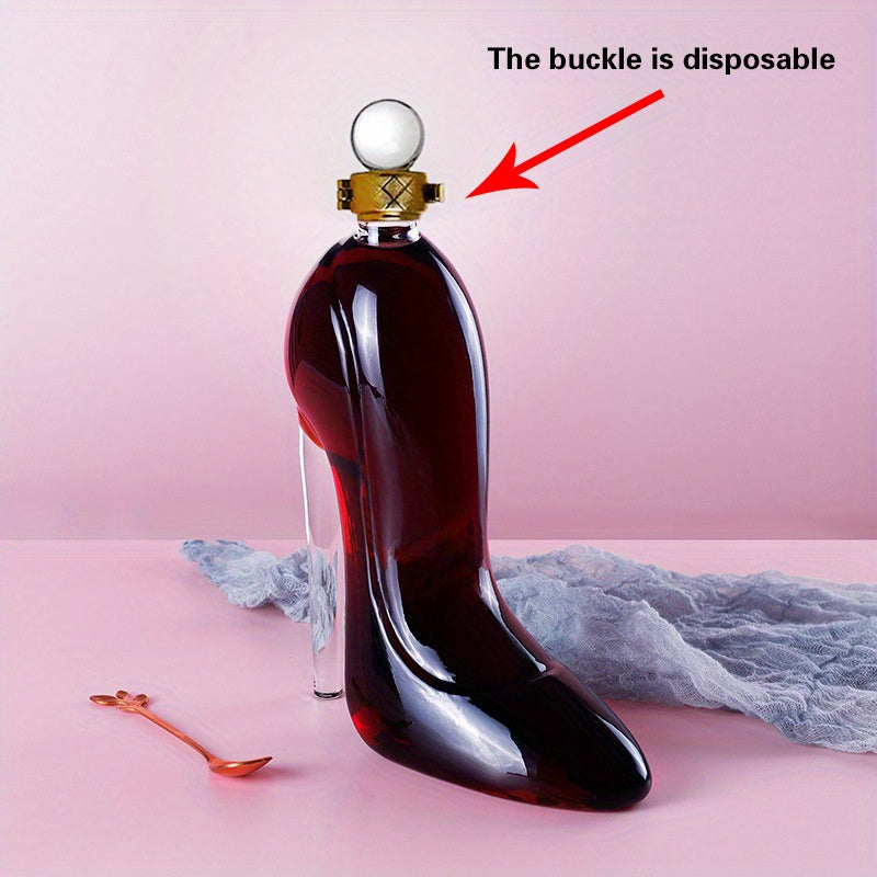 High Heel Shaped Glass Wine Decanter, Unique 350ml Borosilicate Glass Liquor Bottle, Novelty Gift for Wine Lovers 
