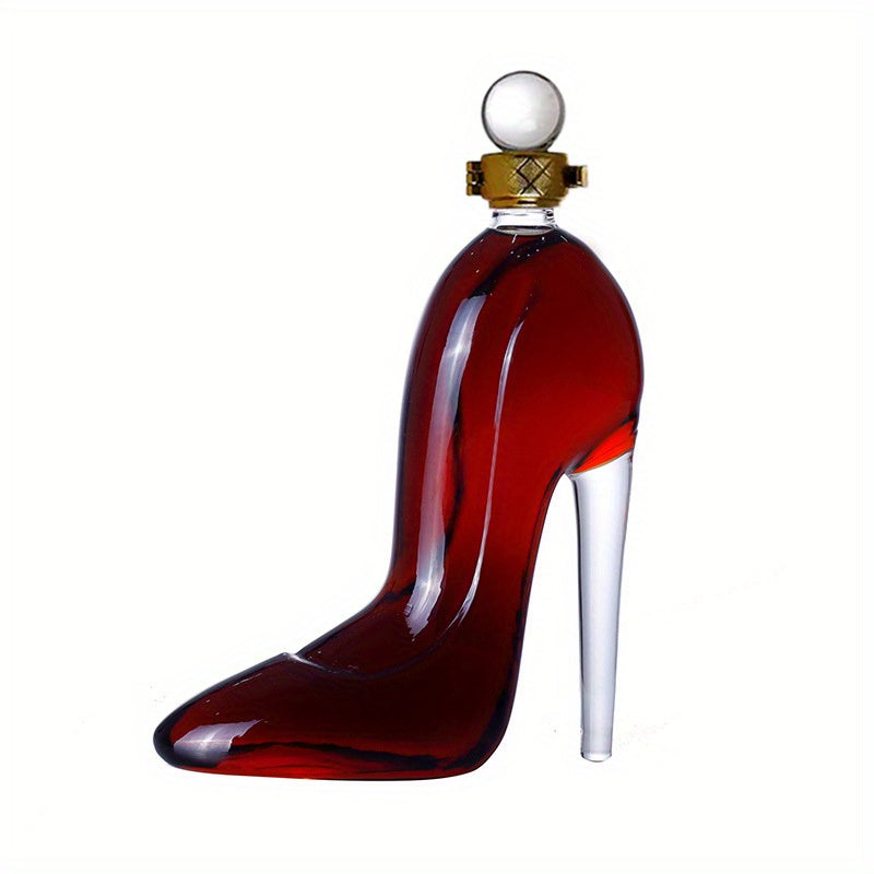 High Heel Shaped Glass Wine Decanter, Unique 350ml Borosilicate Glass Liquor Bottle, Novelty Gift for Wine Lovers 