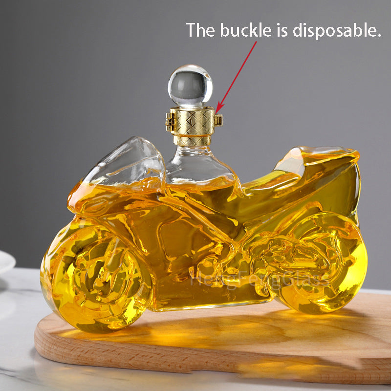 Motorcycle Shaped Glass Whiskey Decanter, Lead-Free Crystal Liquor Bottle with Stopper for Home Bar & Gifts