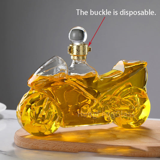 Motorcycle Shaped Glass Whiskey Decanter, Lead-Free Crystal Liquor Bottle with Stopper for Home Bar & Gifts